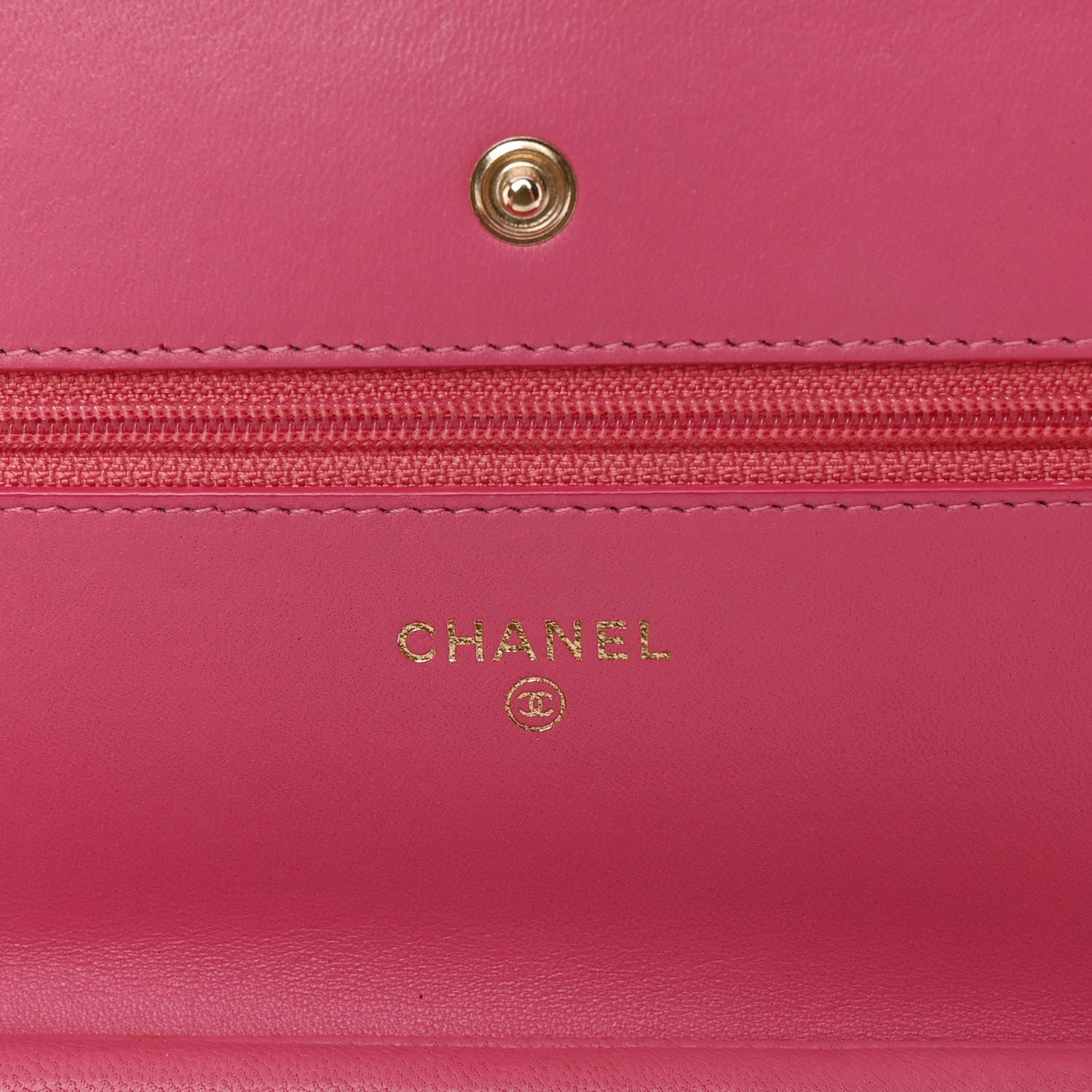 Chanel Lambskin Camellia Embossed Wallet on Chain WOC Pink 6 of 13