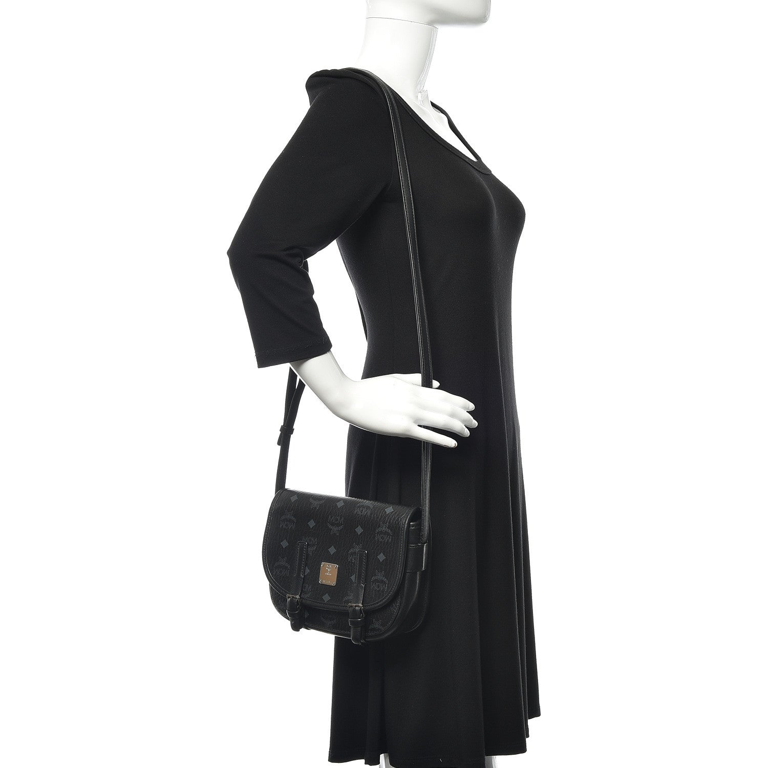 MCM Visetos Small Crossbody Flap Messenger Black 2 of 8