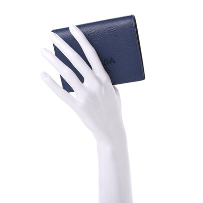 Prada Saffiano Shine Monochrome Bi-Fold Wallet Bleuette 2 of 7