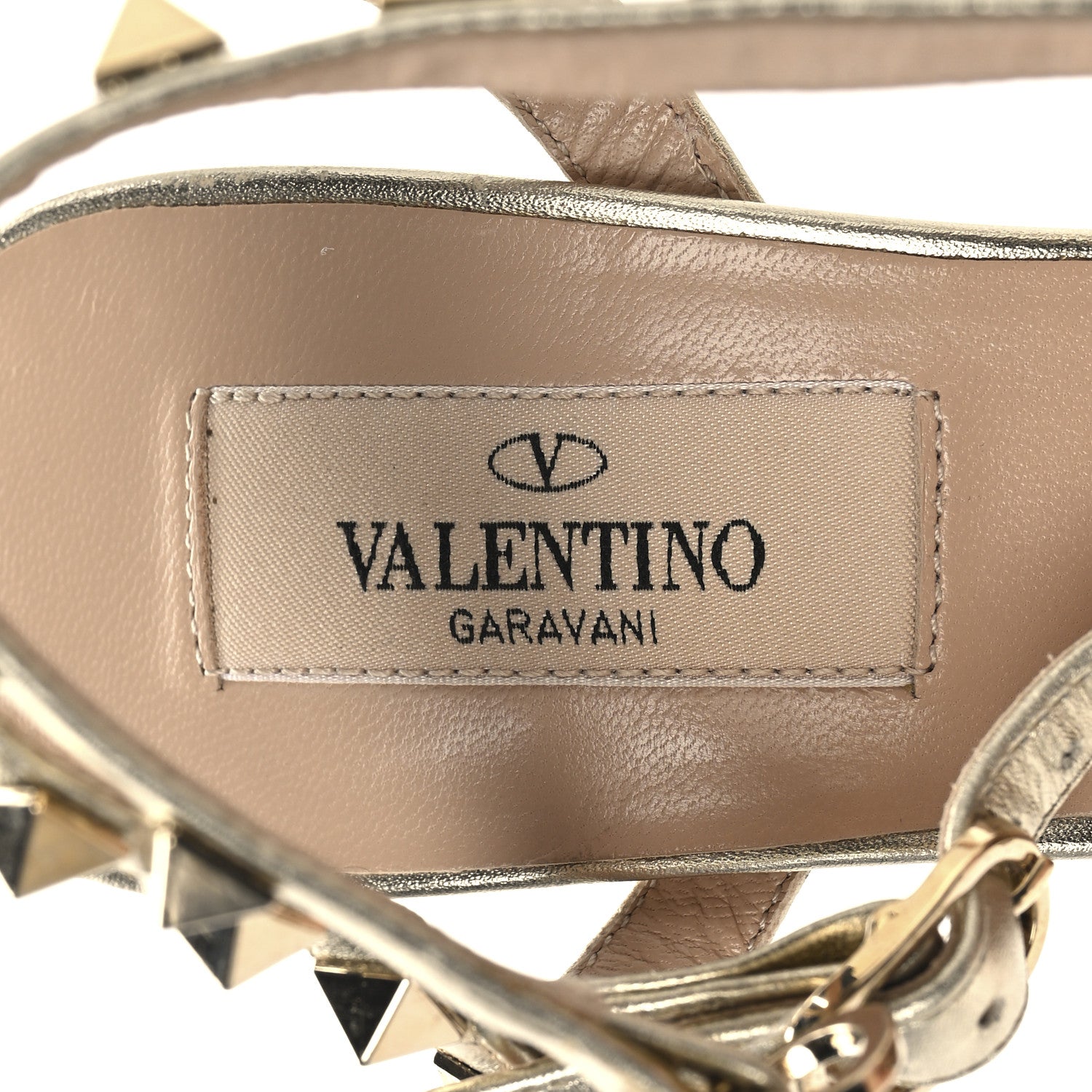 Valentino Garavani Metallic Nappa Rockstud Ankle Strap 65mm Pumps 36 Gold 8 of 10