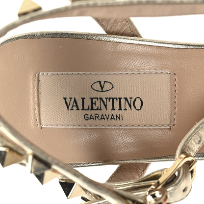 Valentino Garavani Metallic Nappa Rockstud Ankle Strap 65mm Pumps 36 Gold 8 of 10