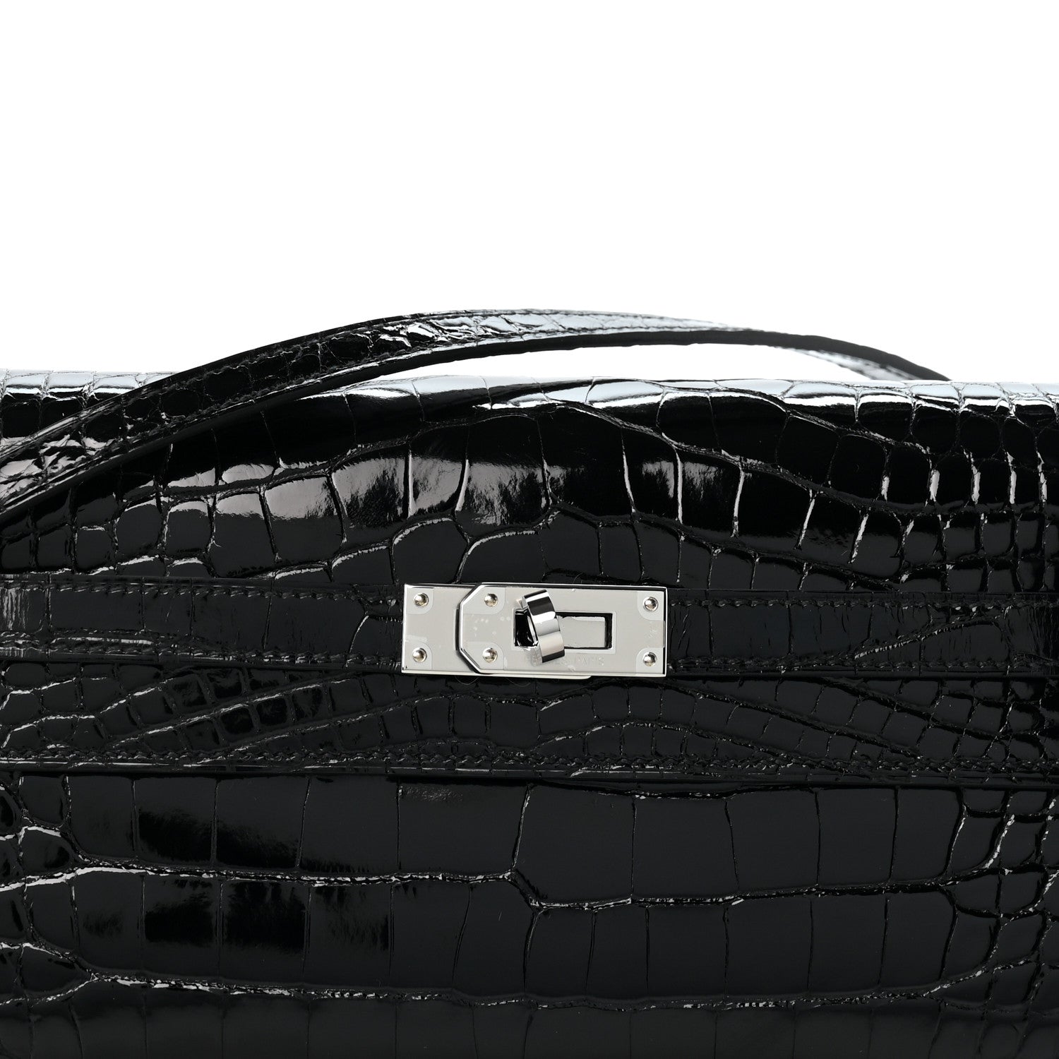 Hermes Shiny Alligator Kelly Wallet To Go Black 7 of 10