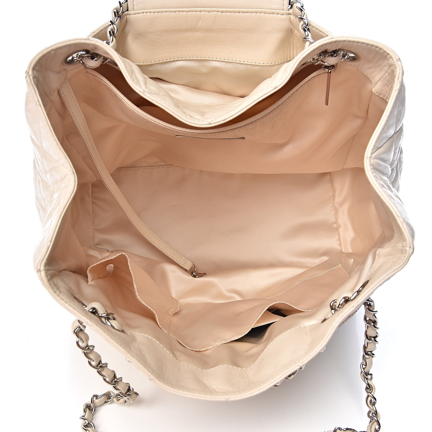 Lambskin Quilted East West Tote Ivory