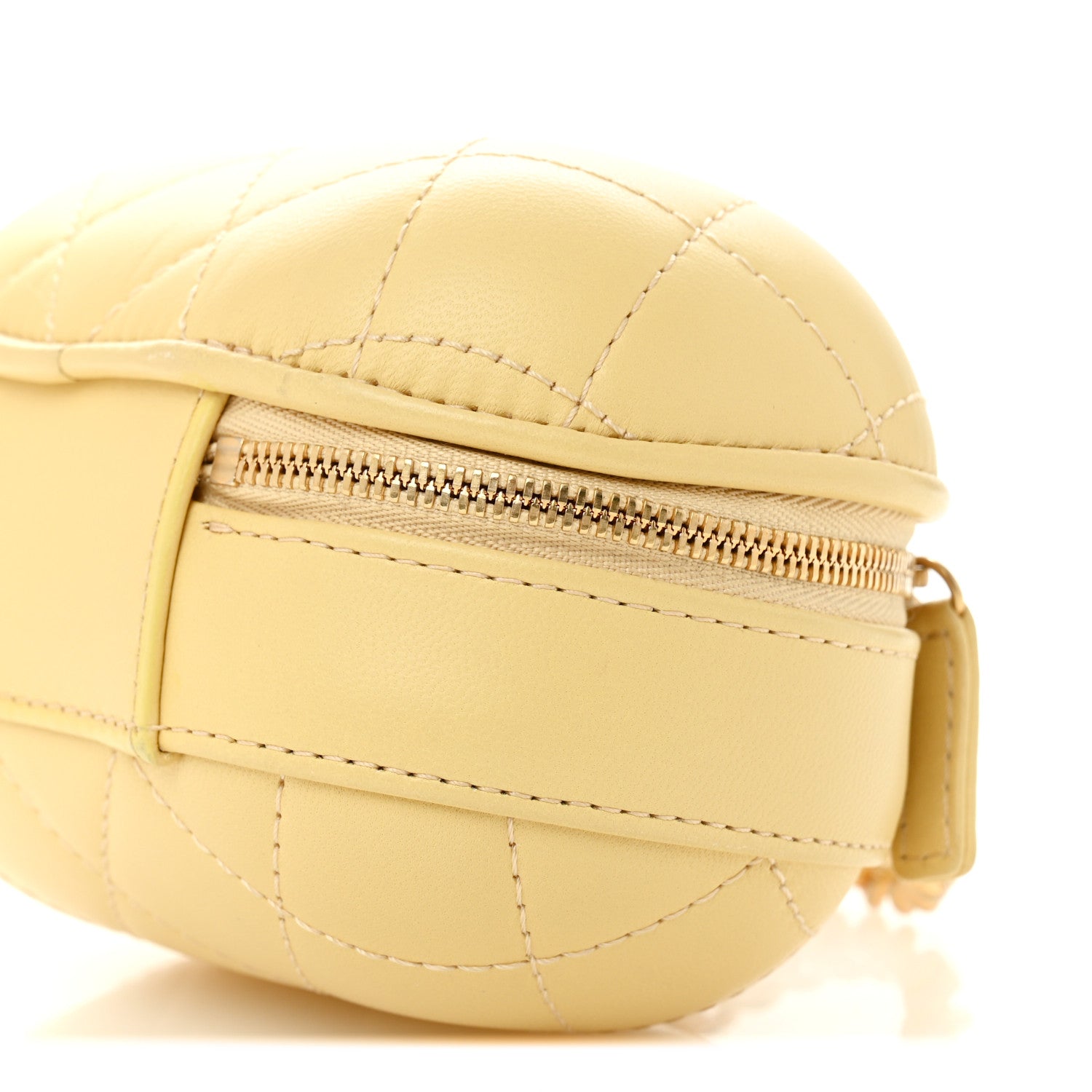 Chanel Lambskin Quilted CC Bubble Vanity Case With Chain Light Yellow 10 of 12