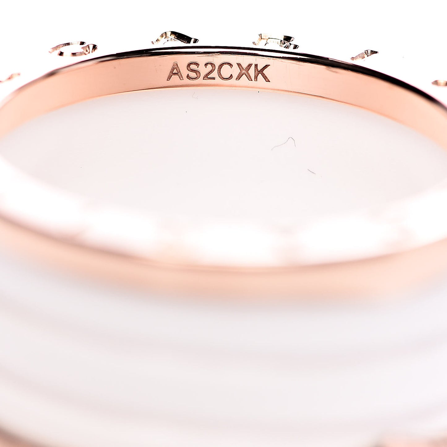 18K Rose Gold White Ceramic B.Zero1 Four-Band Ring 62 10