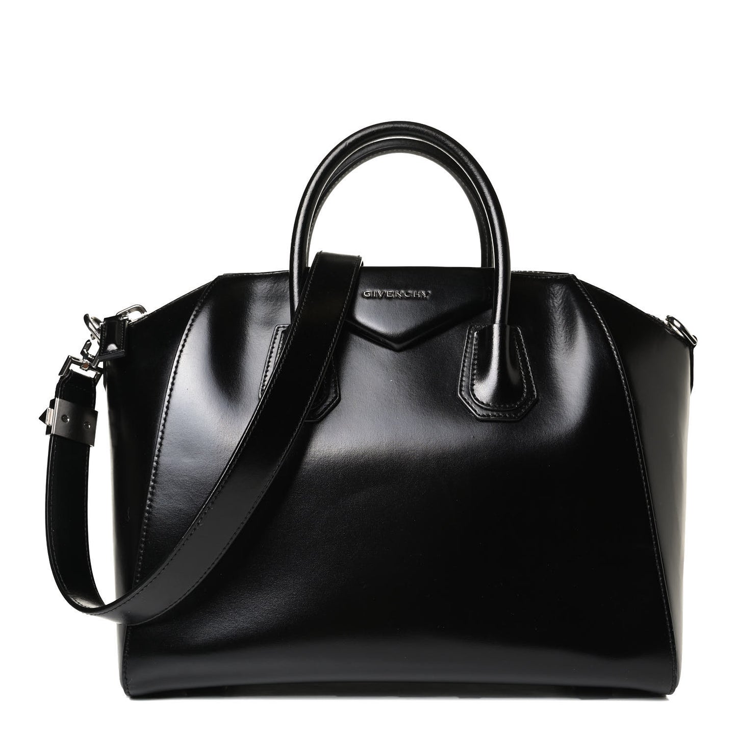 Shiny Lord Calfskin Medium Antigona Black