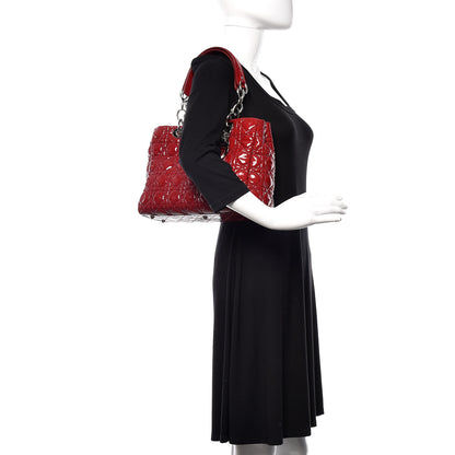 Christian Dior Patent Cannage Small Dior Soft Shopping Tote Red 2 of 10