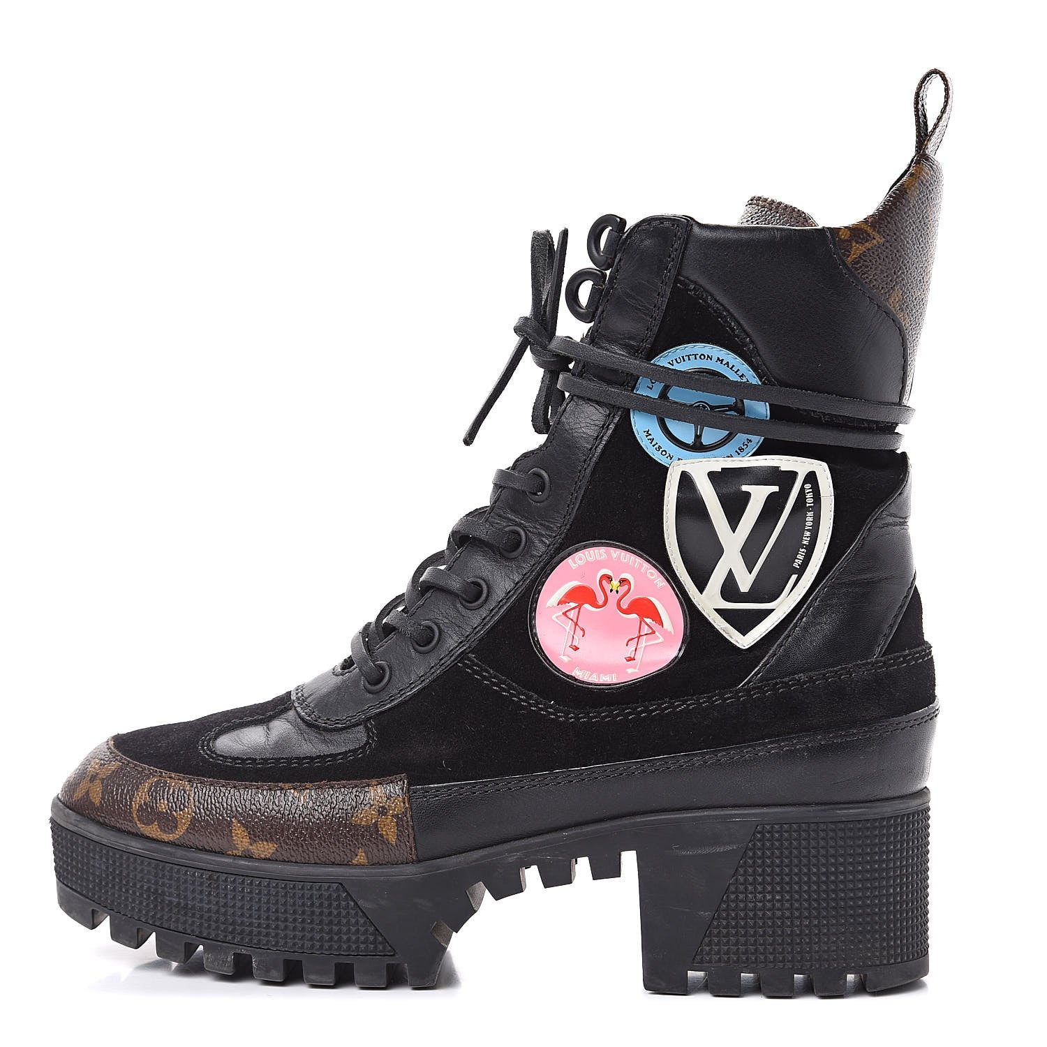 Louis Vuitton Suede Calfskin Monogram Checkpoint Platform Desert Boots 37 Black 1 of 14