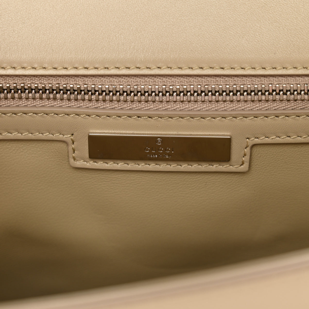 Gucci Glossy Calfskin Medium Ristretto Horsebit Flap Shoulder Bag Beige 6 of 10