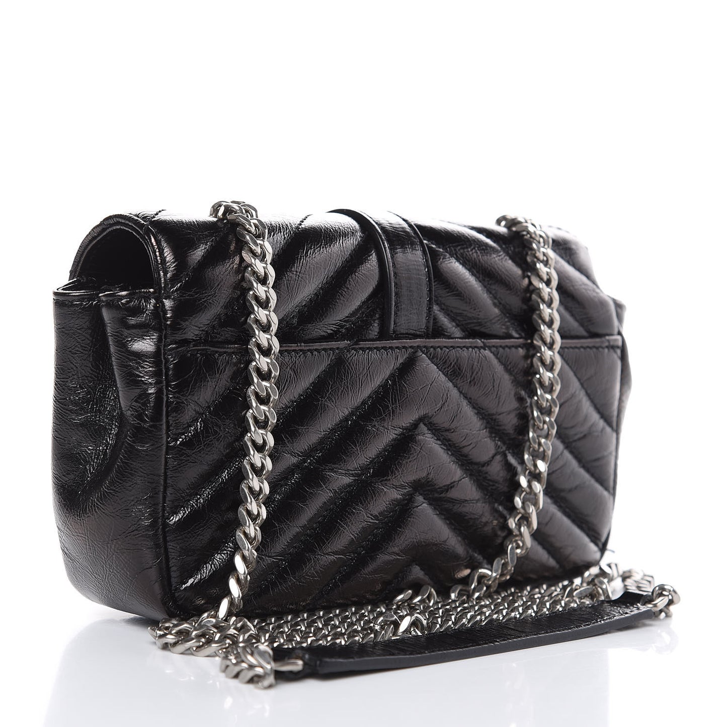 Sheepskin Matelasse Chevron Monogram Classic Baby Chain Bag Black