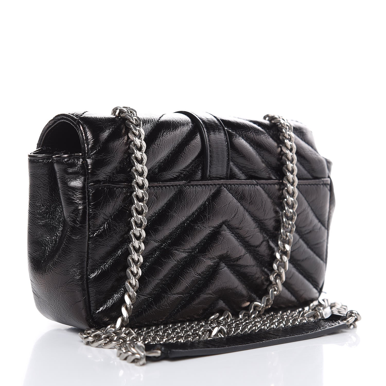 Saint Laurent Sheepskin Matelasse Chevron Monogram Classic Baby Chain Bag Black 3 of 8