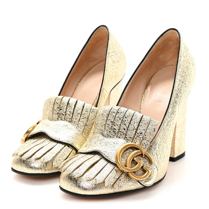 Gucci Galassia GG Marmont Fringe 105mm Loafer Pumps 35 Platino 4 of 11