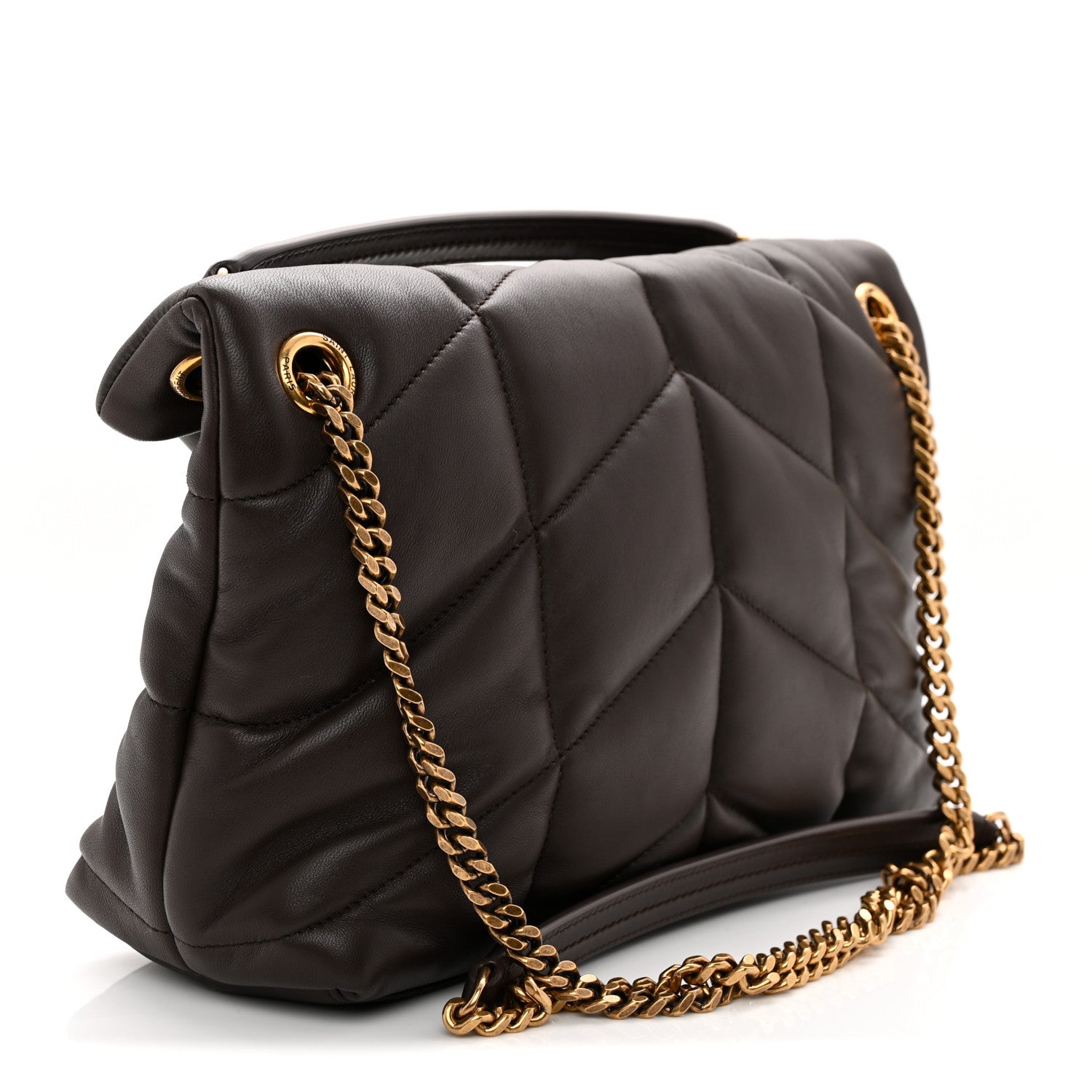 Saint Laurent Lambskin Quilted Small Loulou Puffer Monogram Chain Satchel Dark Ganache 3 of 11