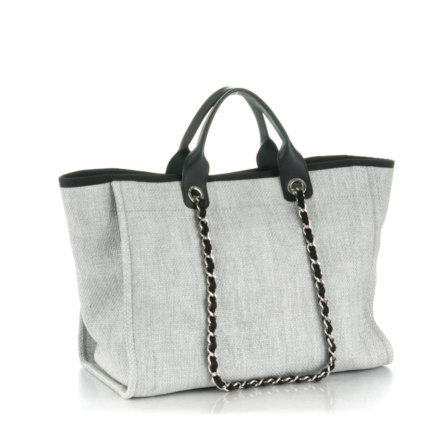 Woven Straw Raffia Deauville Large Tote Grey