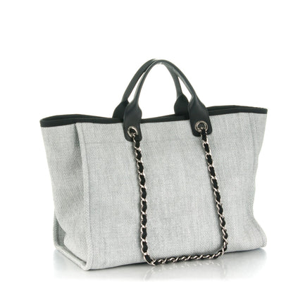 Chanel Woven Straw Raffia Deauville Large Tote Grey 4 of 9