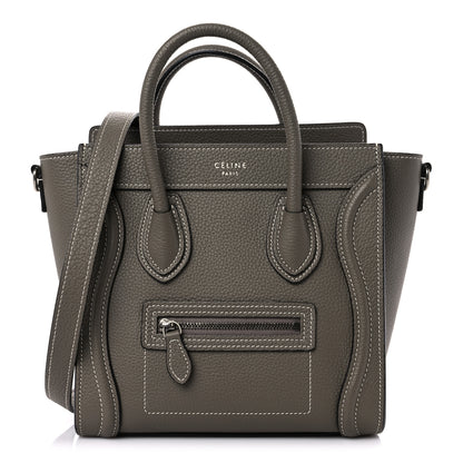 Celine Drummed Calfskin Nano Luggage Souris 1 of 10
