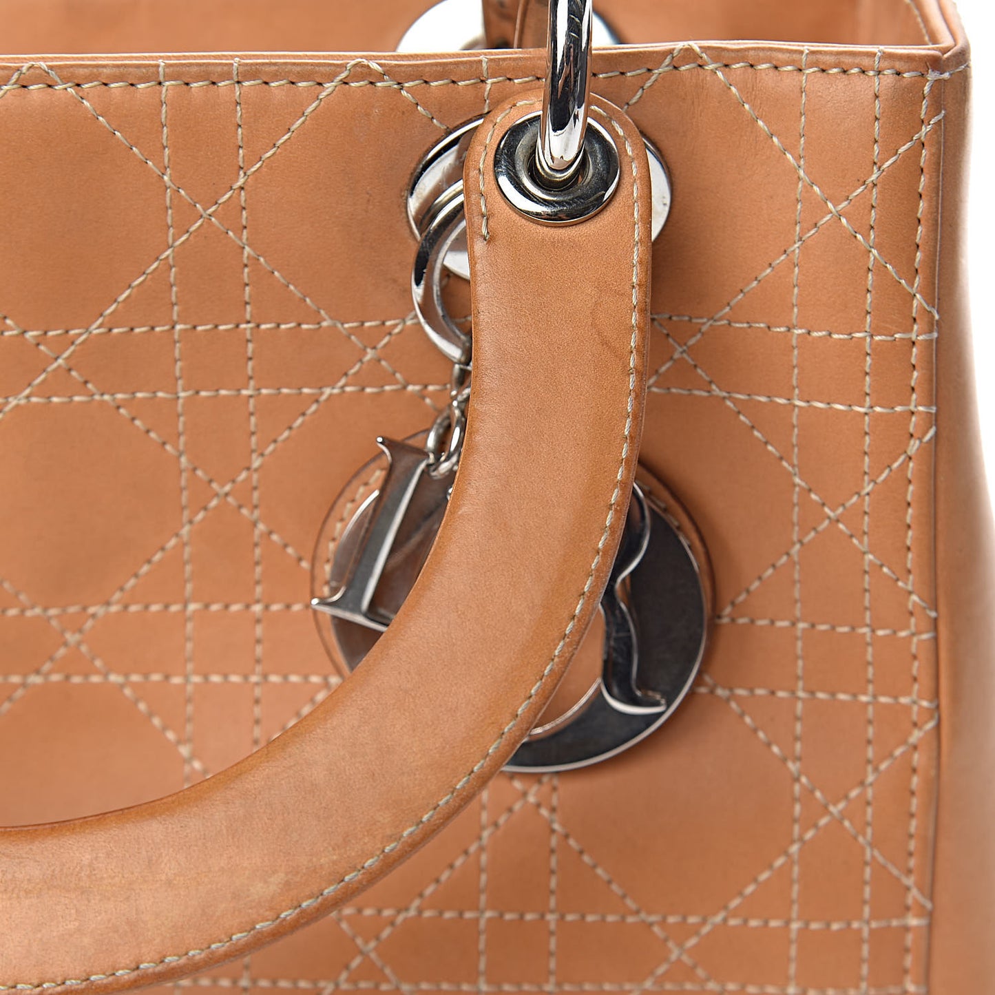 Calfskin Cannage Medium Lady Dior Camel
