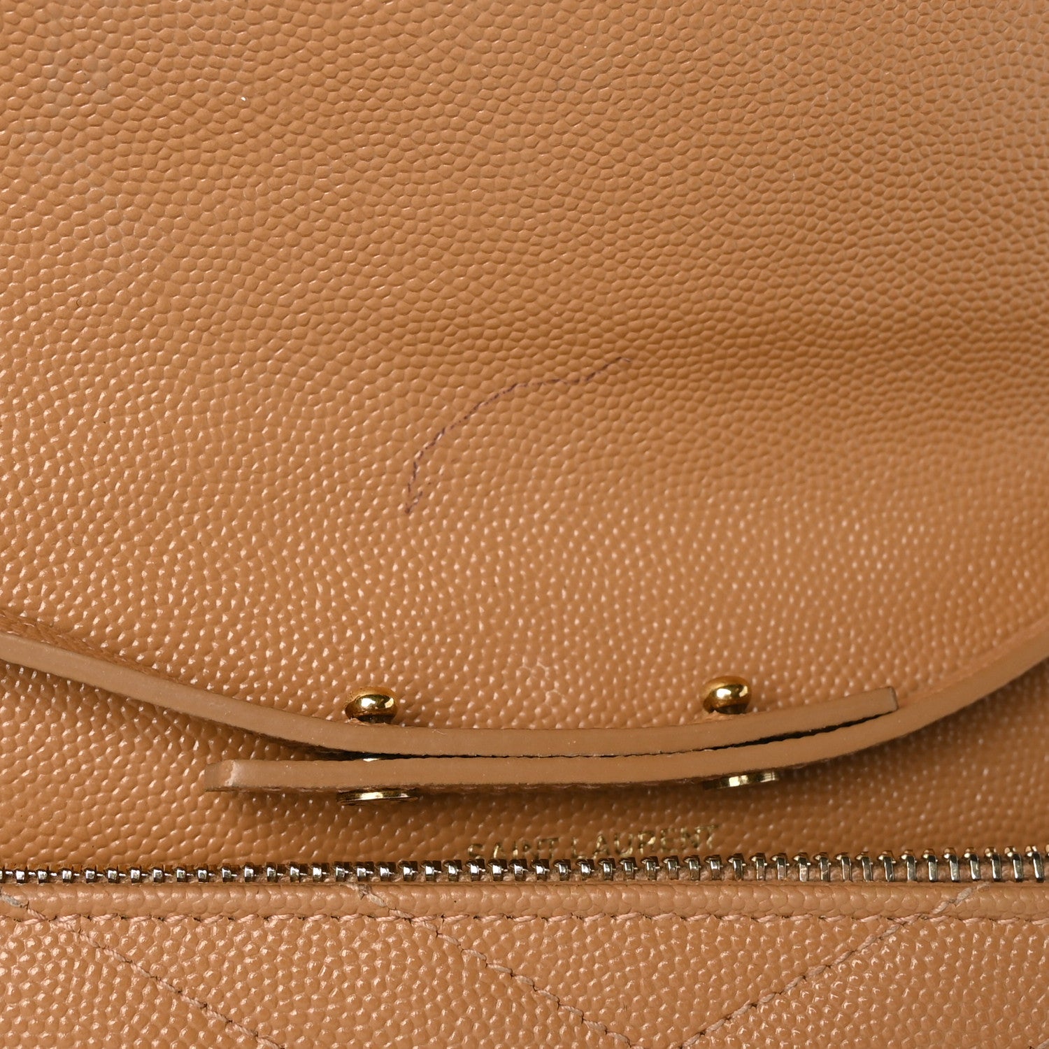 Saint Laurent Grain De Poudre Matelasse Chevron Monogram Chain Wallet Natural Dark 12 of 13
