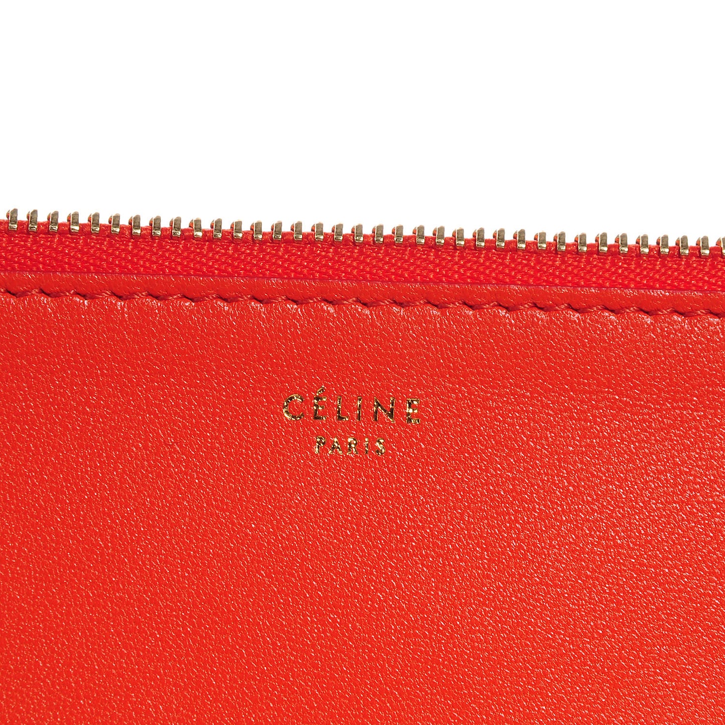 Leather Bi-Color Pouch Clutch Orange/Raspberry