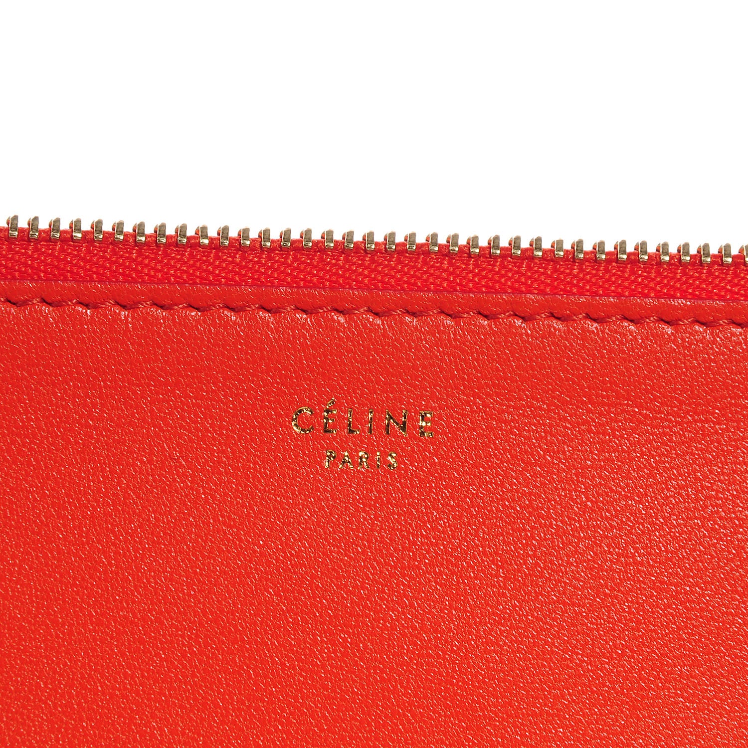 Celine Leather Bi-Color Pouch Clutch Orange/Raspberry 5 of 8
