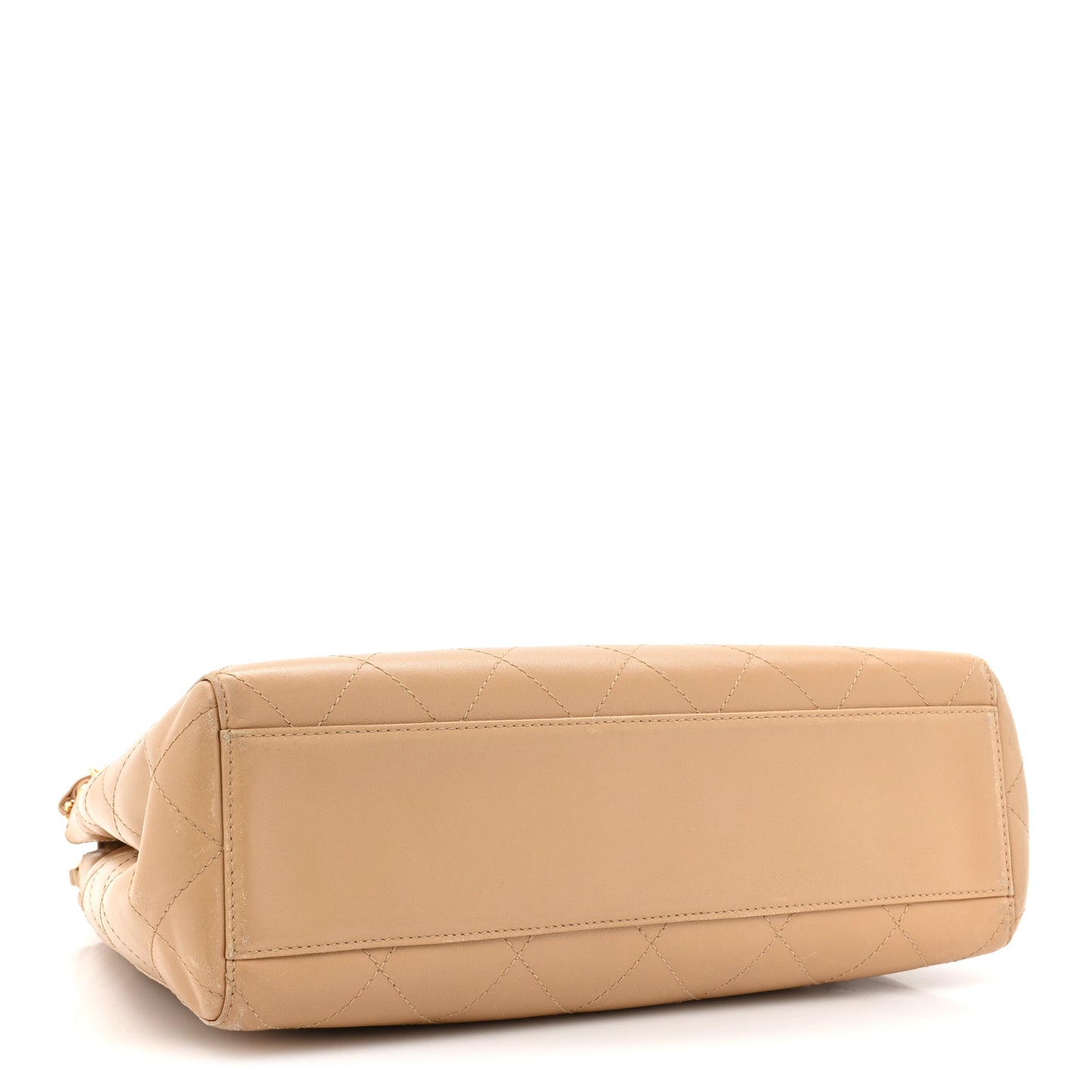 Lambskin Quilted Jumbo Single Flap Beige