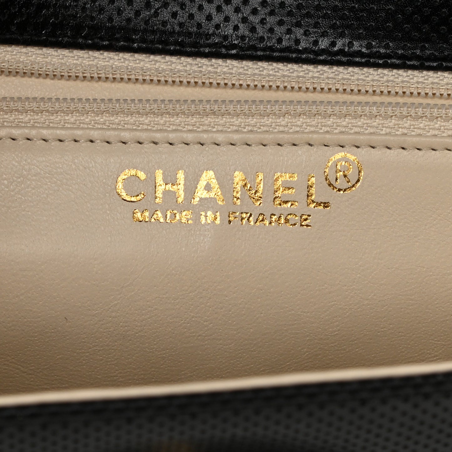 Lambskin Perforated Medium Single Flap Bag Black White