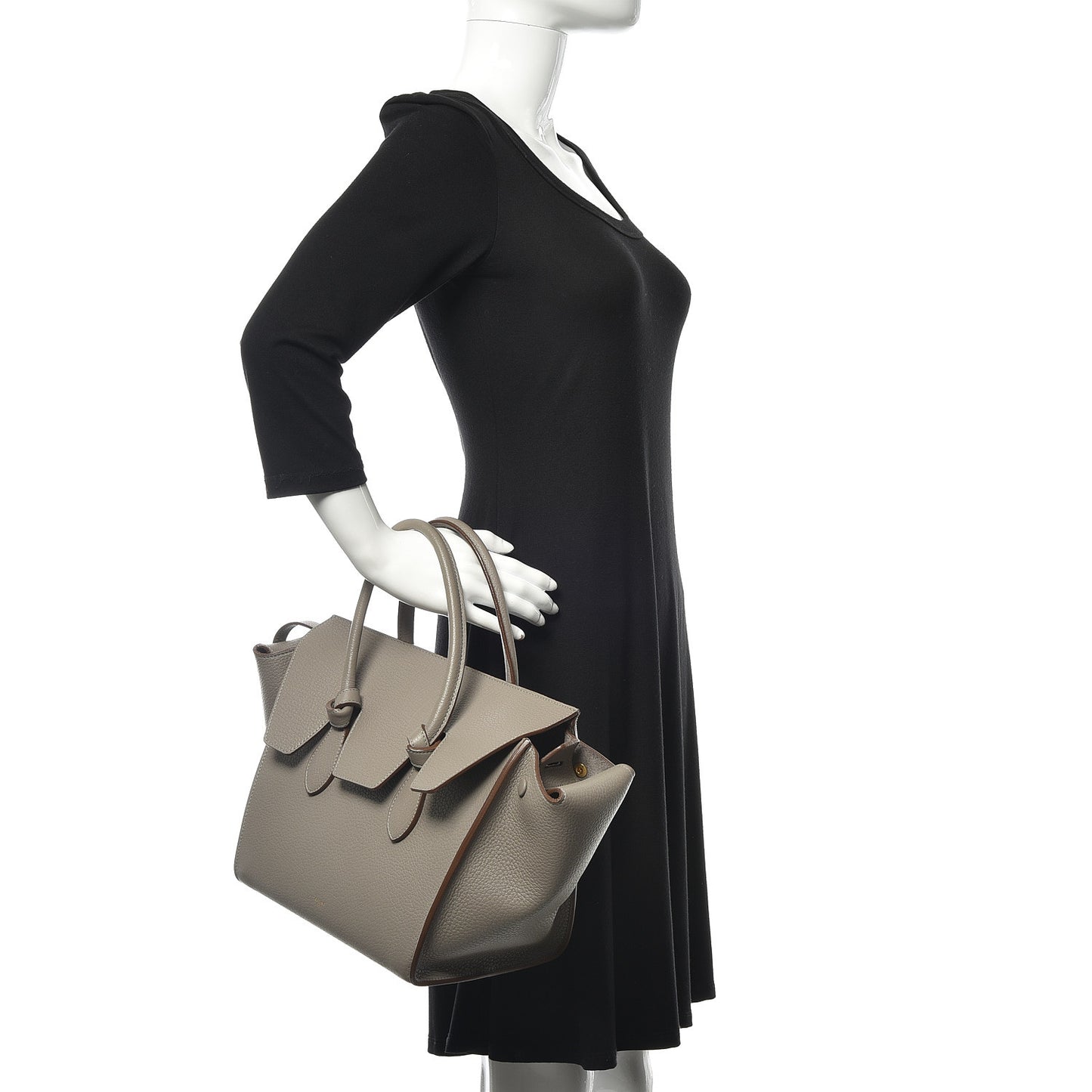 Crisped Calfskin Mini Tie Knot Tote Medium Grey