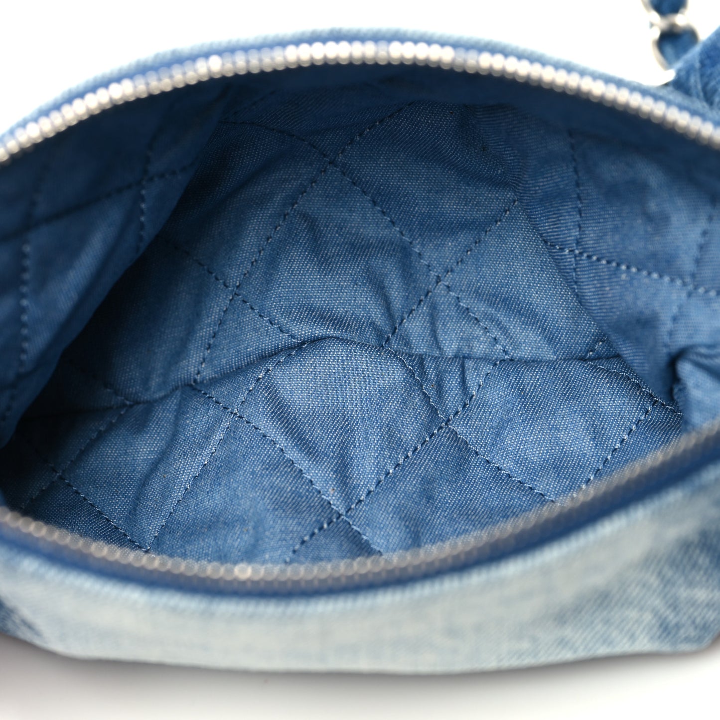 Denim Quilted Small Chanel 22 Blue