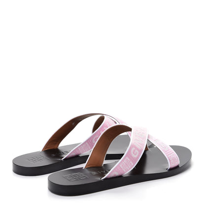 Givenchy Grosgrain Cross Logo Ankle Strap Sandals 38 Pink White 4 of 11