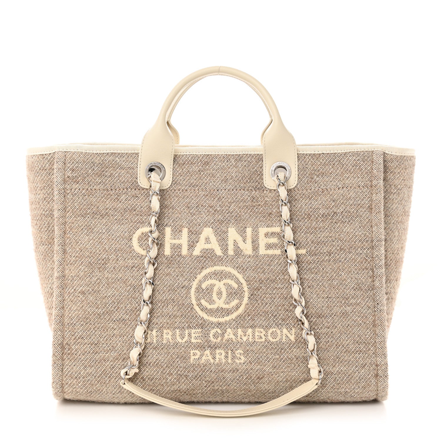 Chanel Mixed Fibers Calfskin Medium Deauville Tote Light Grey 1 of 11