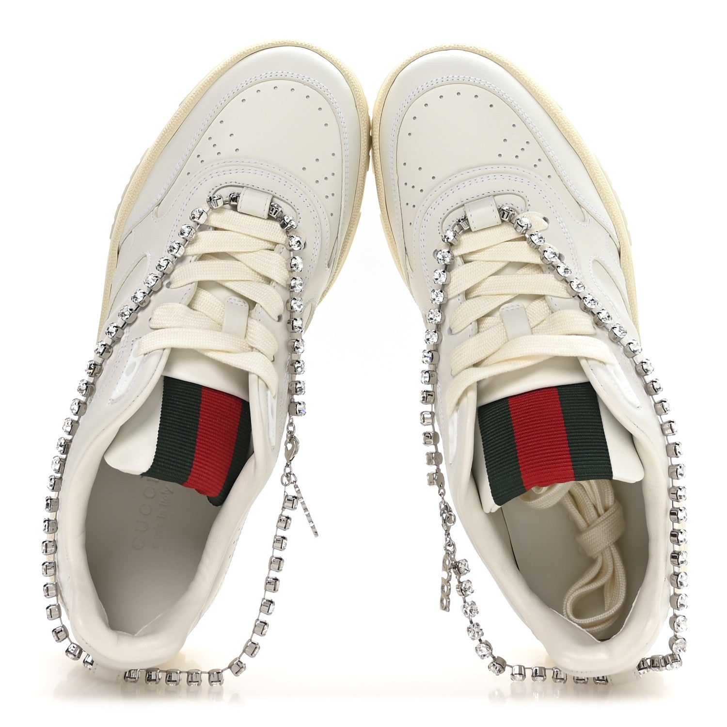 Gucci Calfskin Womens Re-Web Removable Crystal Sneakers 38.5 White 3 of 18