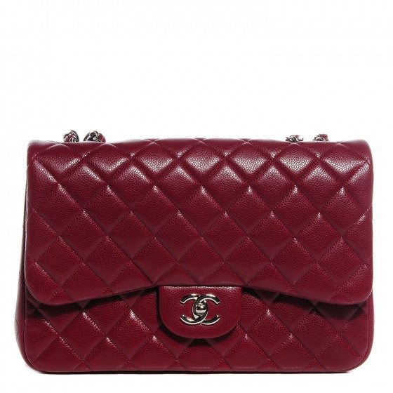Chanel Caviar Jumbo Single Flap Dark Red 9 of 16
