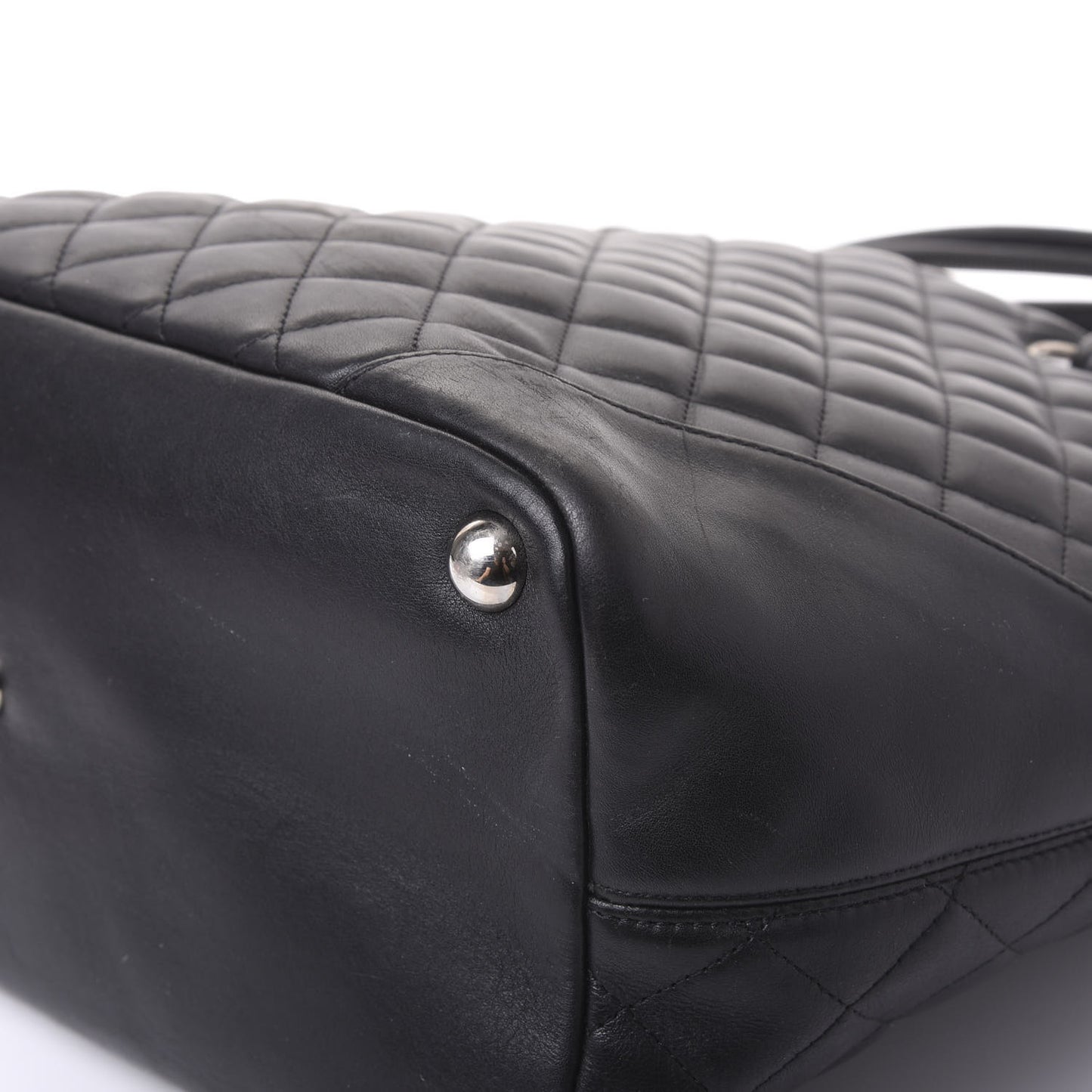 Calfskin Quilted Large Cambon Tote Black White