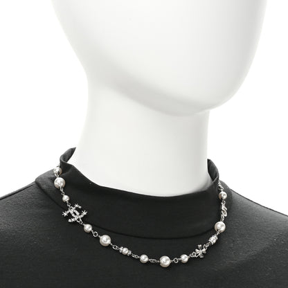 Chanel Crystal Pearl Star 5 CC Necklace Silver 2 of 6