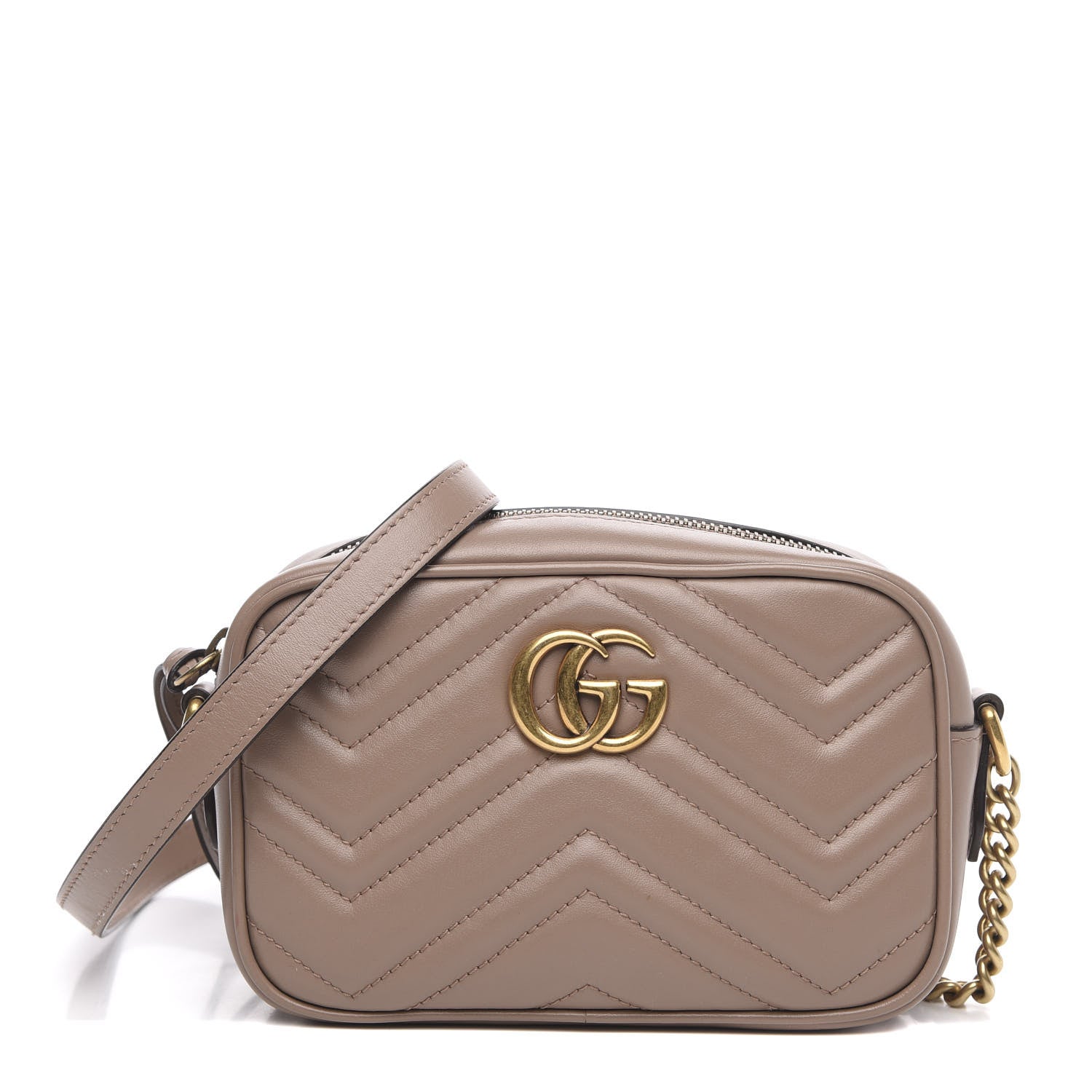 Gucci Calfskin Matelasse Mini GG Marmont Chain Shoulder Bag Porcelain Rose 1 of 12