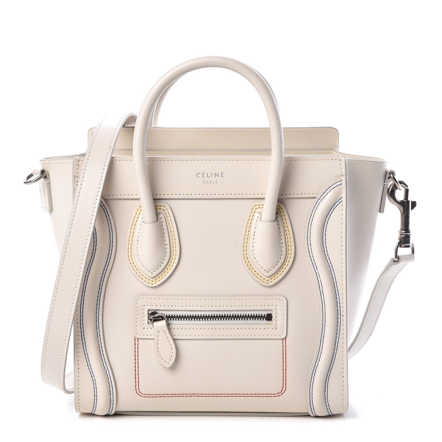 Smooth Calfskin Multicolor Double Stitching Nano Luggage White