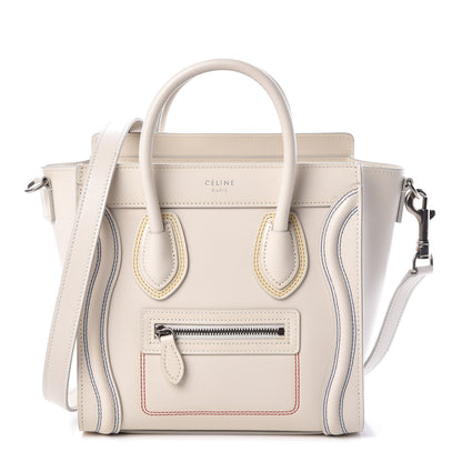 Celine Smooth Calfskin Multicolor Double Stitching Nano Luggage White 1 of 8