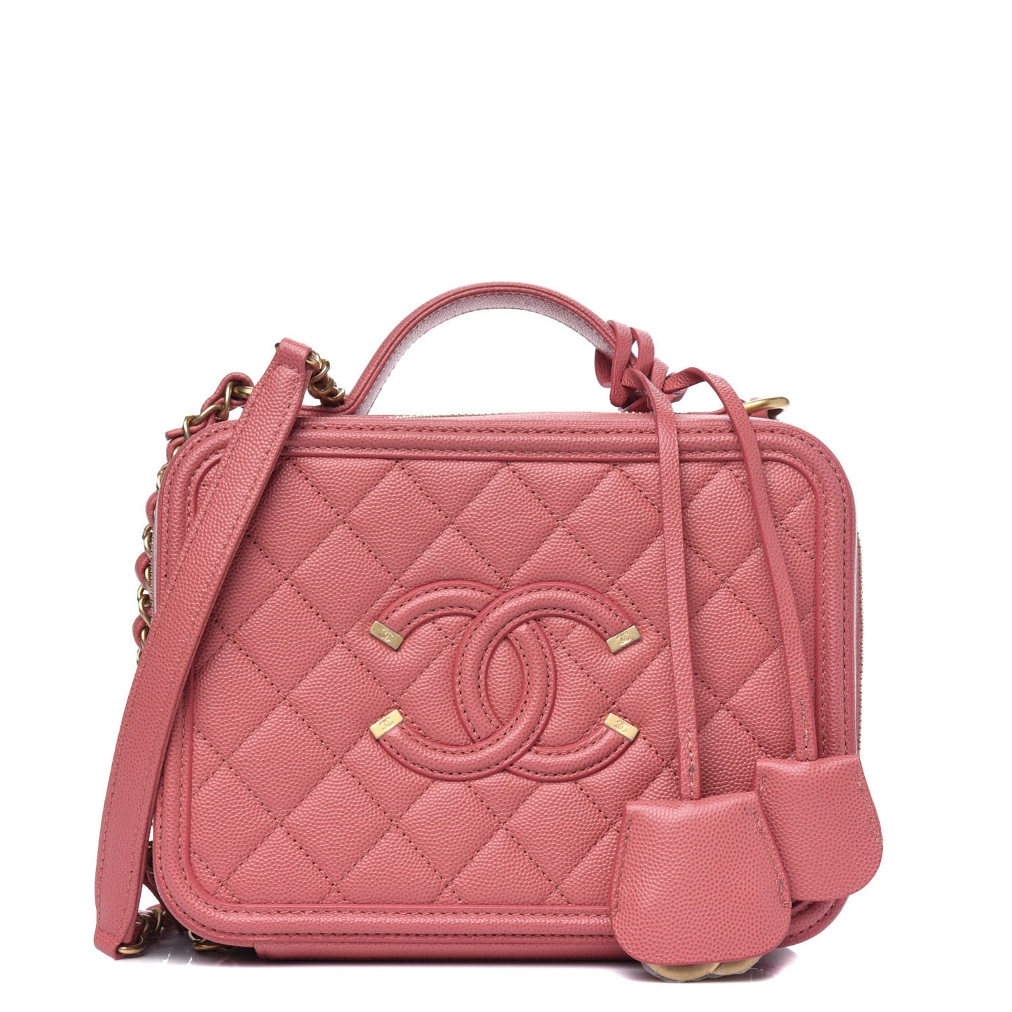 Caviar Quilted Medium CC Filigree Vanity Case Pink