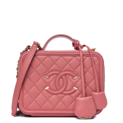 Chanel Caviar Quilted Medium CC Filigree Vanity Case Pink 1 of 5