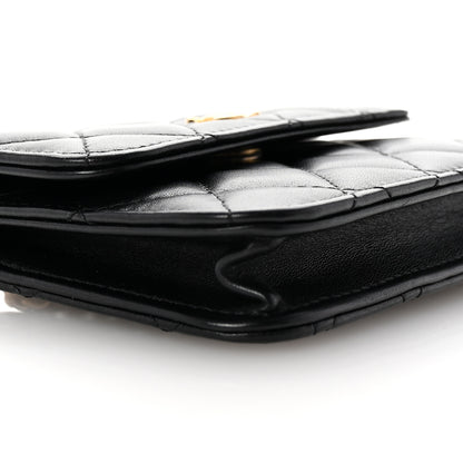 Chanel Lambskin Quilted Pearl Crush Clutch With Chain Black 9 of 10