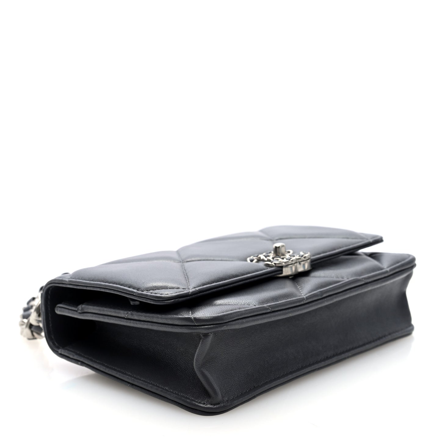 Lambskin Quilted Chanel 19 Wallet On Chain WOC Dark Grey