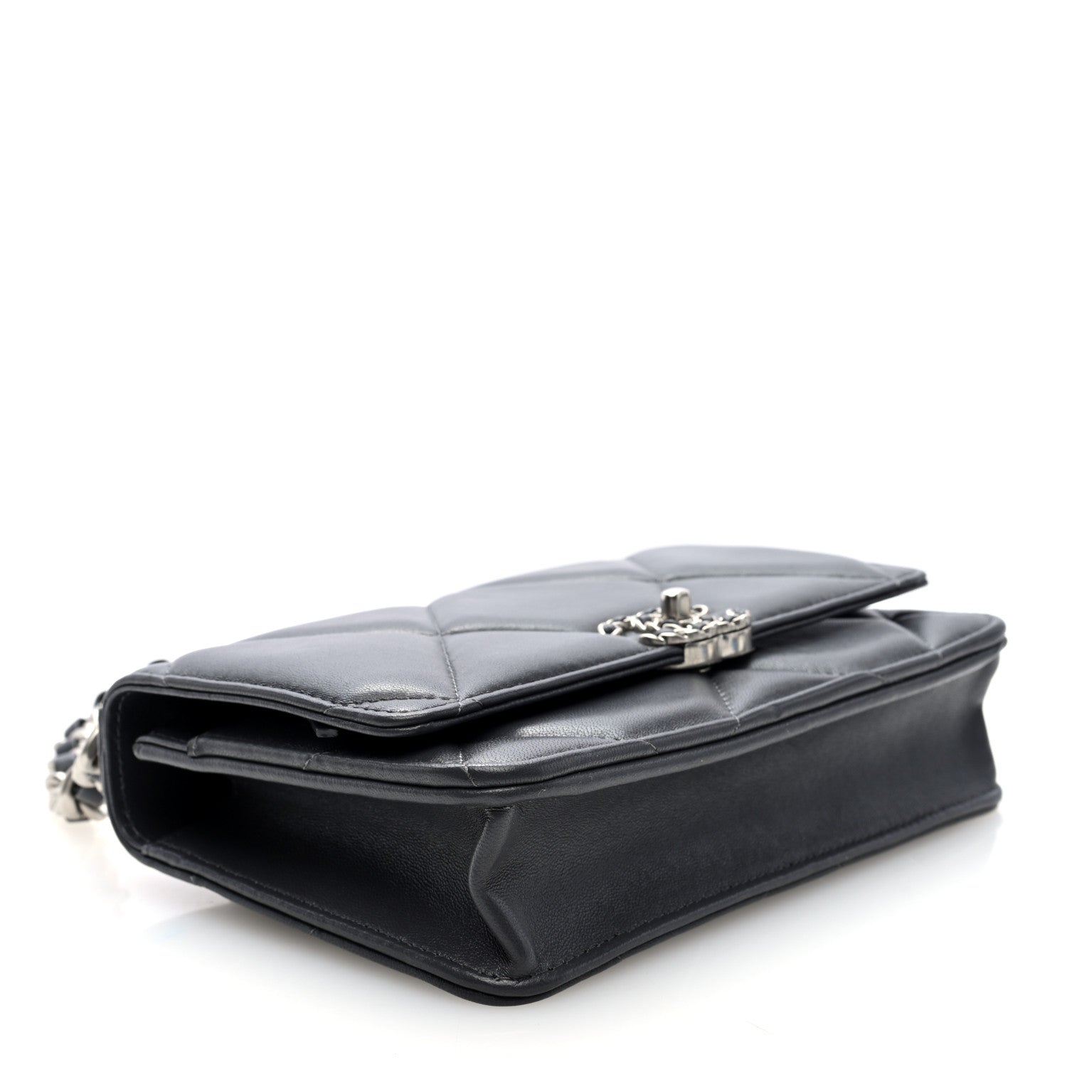 Chanel Lambskin Quilted Chanel 19 Wallet On Chain WOC Dark Grey 4 of 10