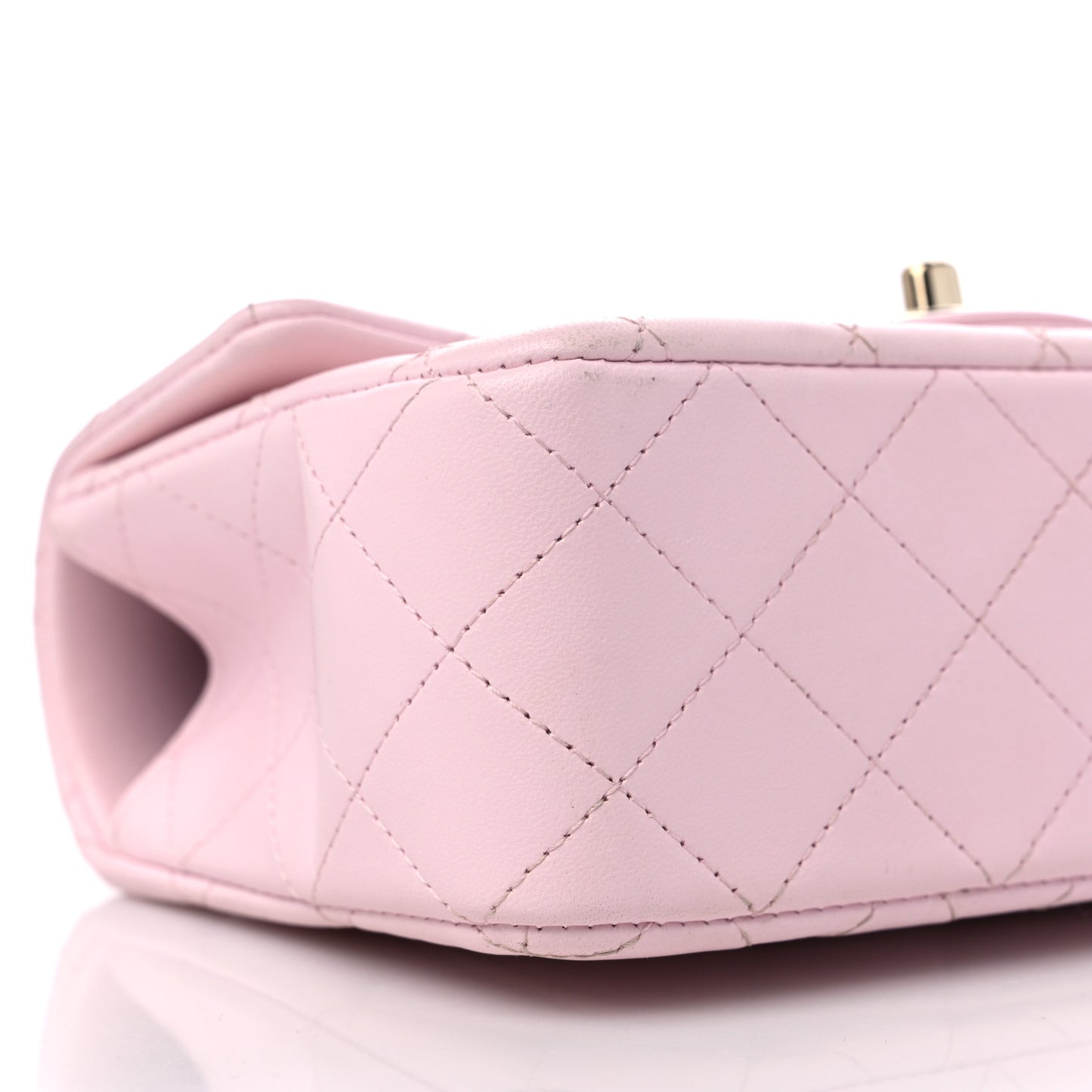 Lambskin Quilted Mini Top Handle Rectangular Flap Light Pink