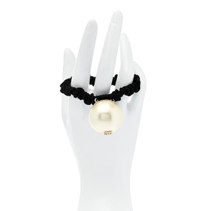 Chanel Pearl CC Hair Tie Black Gold Pearly White 2 of 4