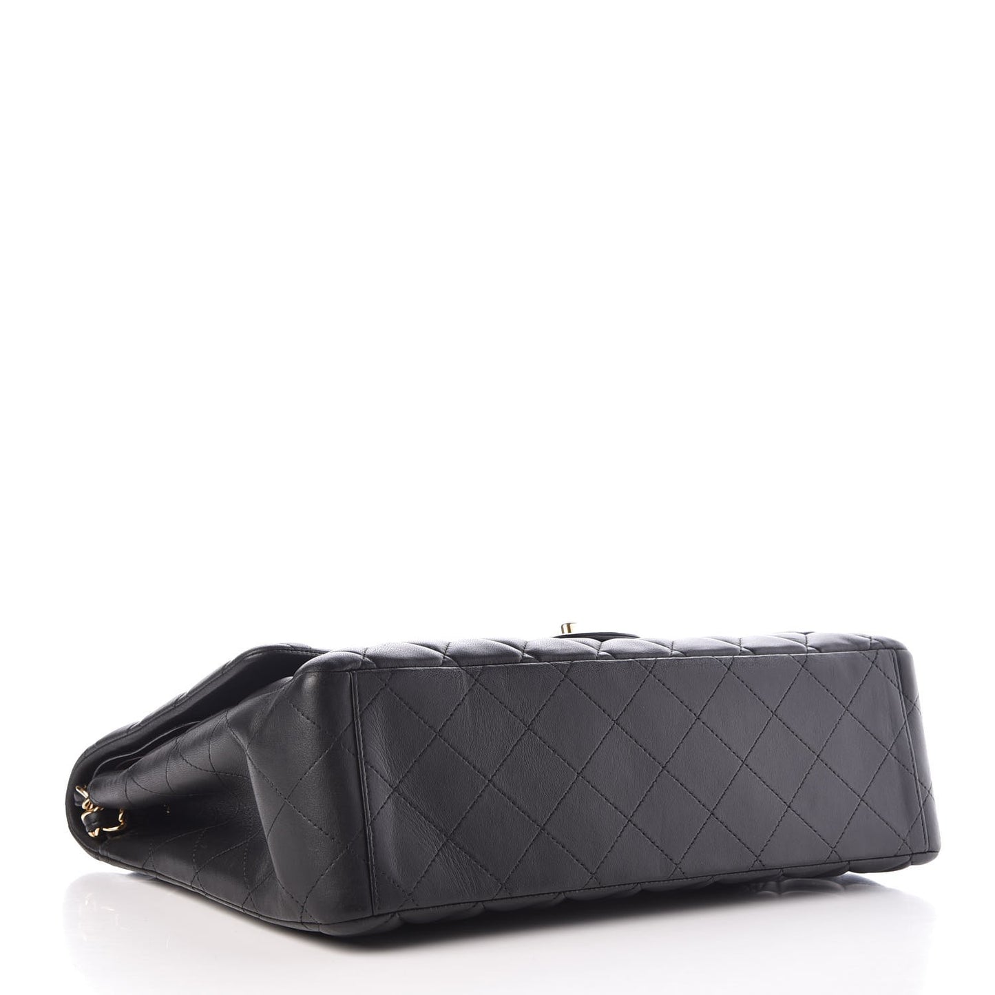 Lambskin Quilted Maxi Double Flap Black