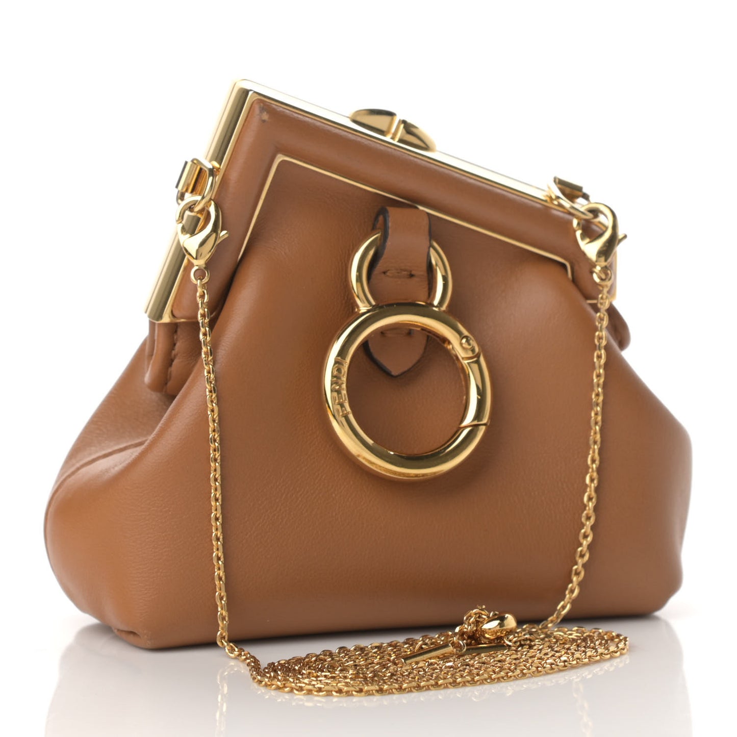 Shiny Nappa Nano Fendi First Bag Charm Caramello