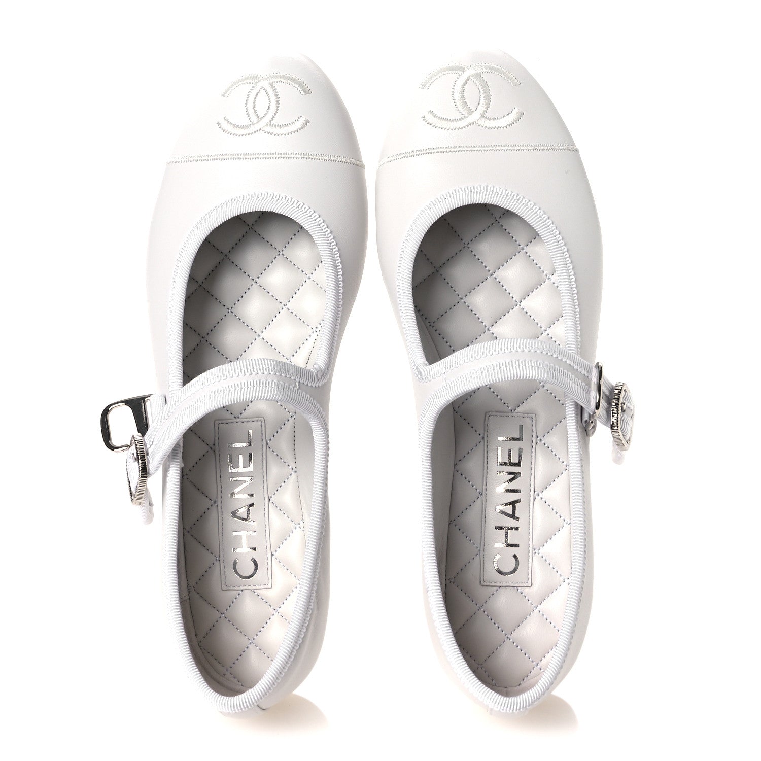 Chanel Lambskin Mary Jane Flats 36.5 White 2 of 11