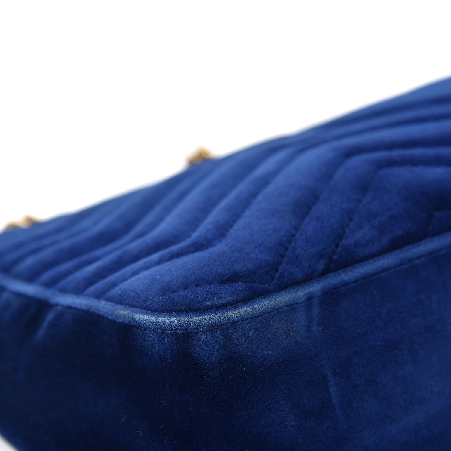 Gucci Velvet Matelasse Medium GG Marmont Shoulder Bag Cobalt Blue 13 of 17