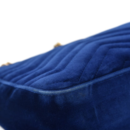 Gucci Velvet Matelasse Medium GG Marmont Shoulder Bag Cobalt Blue 13 of 17