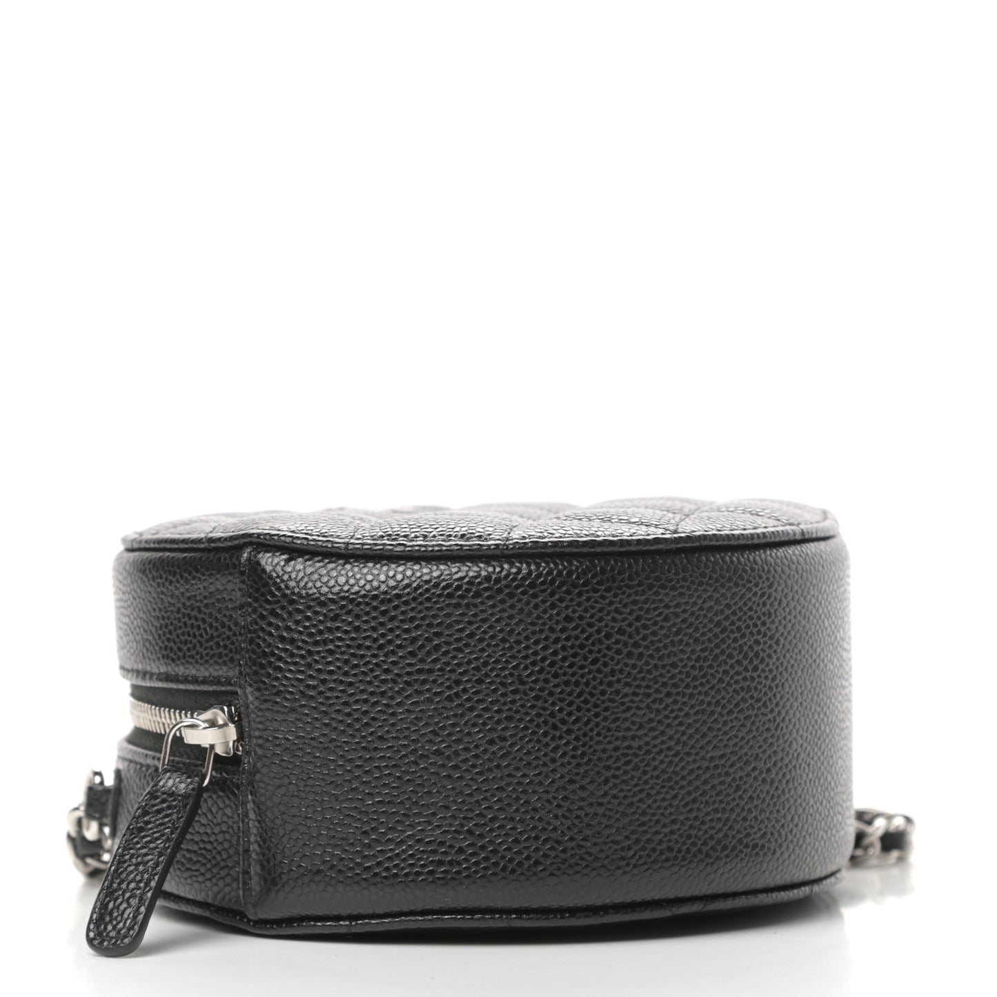 Caviar Quilted Round Clutch With Chain Black